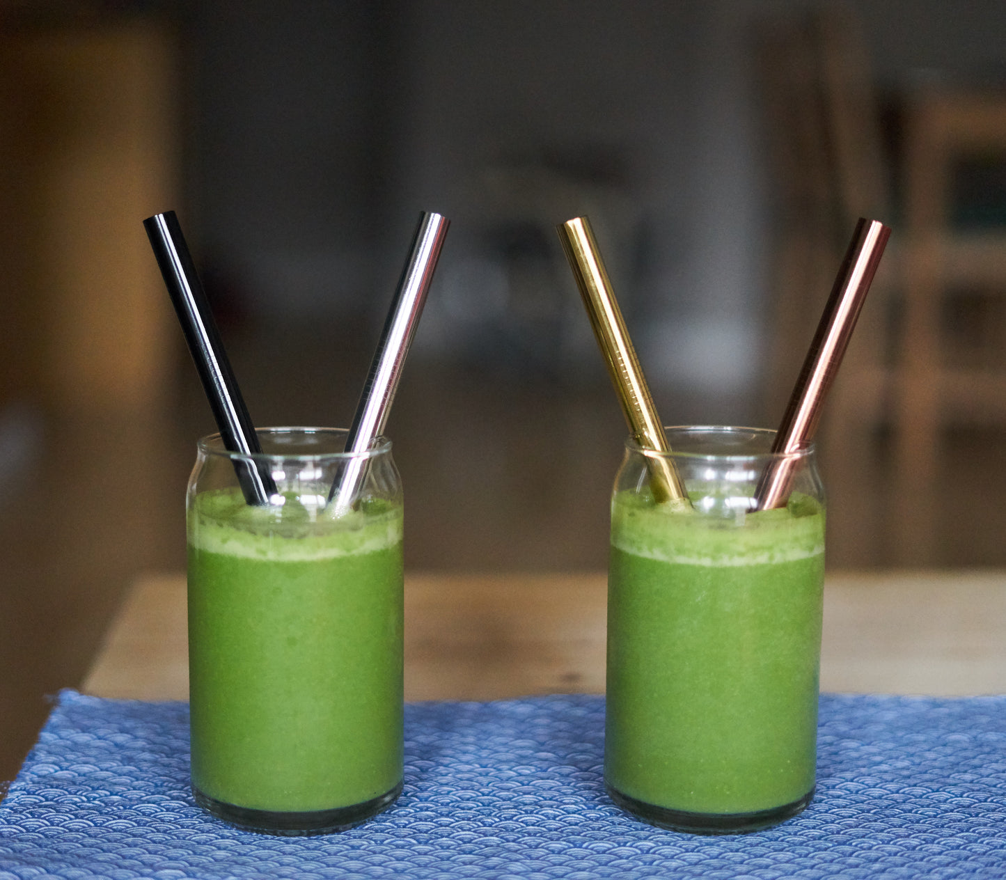 10x Stainless Steel Smoothie Straws with 3x Cleaning Brushes