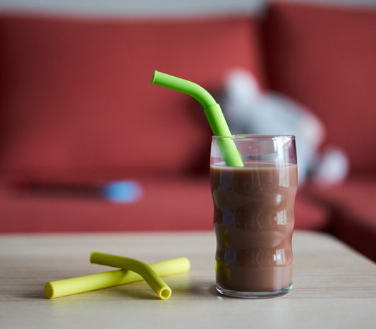 2x Children's Silicone Straws with 2x Cleaning Brushes